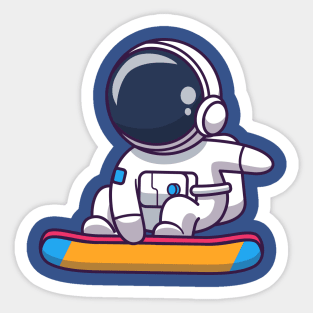 Cute Astronaut Surfing In Space Cartoon Sticker
